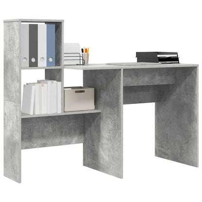 Bureau met plank Beton Grijs 131,5 x 50 x 106,5 cm Bewerkt hout