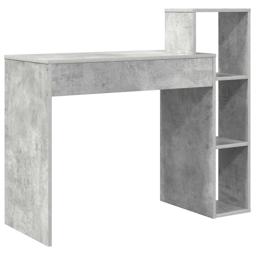 Bureau met plank Beton Grijs 100 x 40 x 90 cm Bewerkt hout