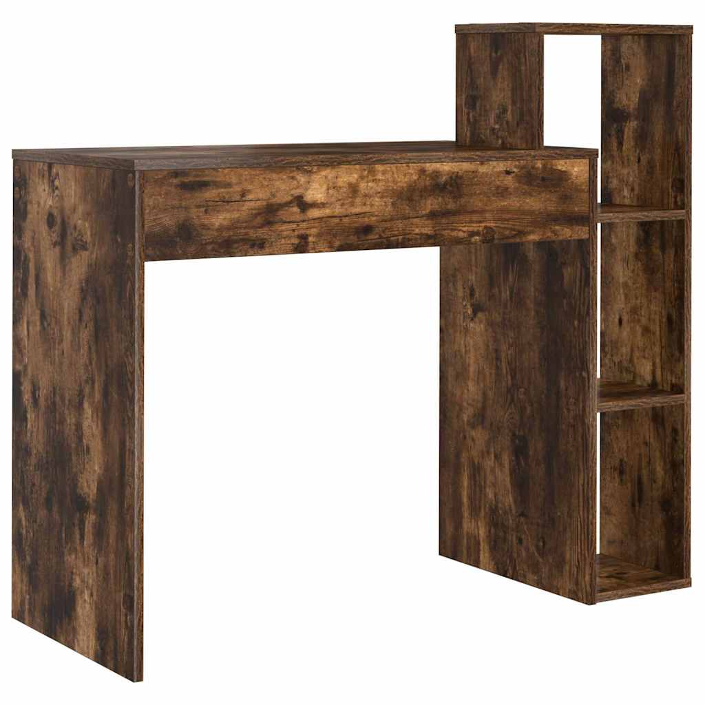 Bureau met plank Gerookt eiken 100 x 40 x 90 cm Bewerkt hout