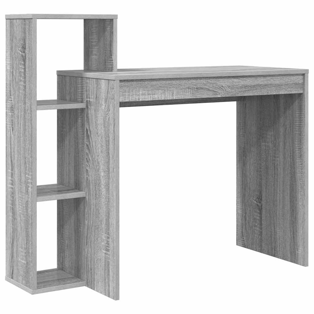 Bureau met plank Grijs Sonoma 100 x 40 x 90 cm Bewerkt hout