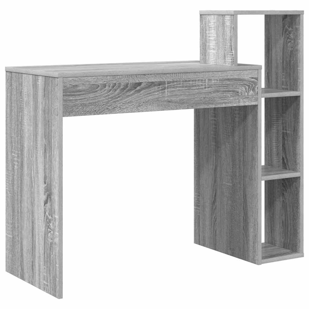 Bureau met plank Grijs Sonoma 100 x 40 x 90 cm Bewerkt hout