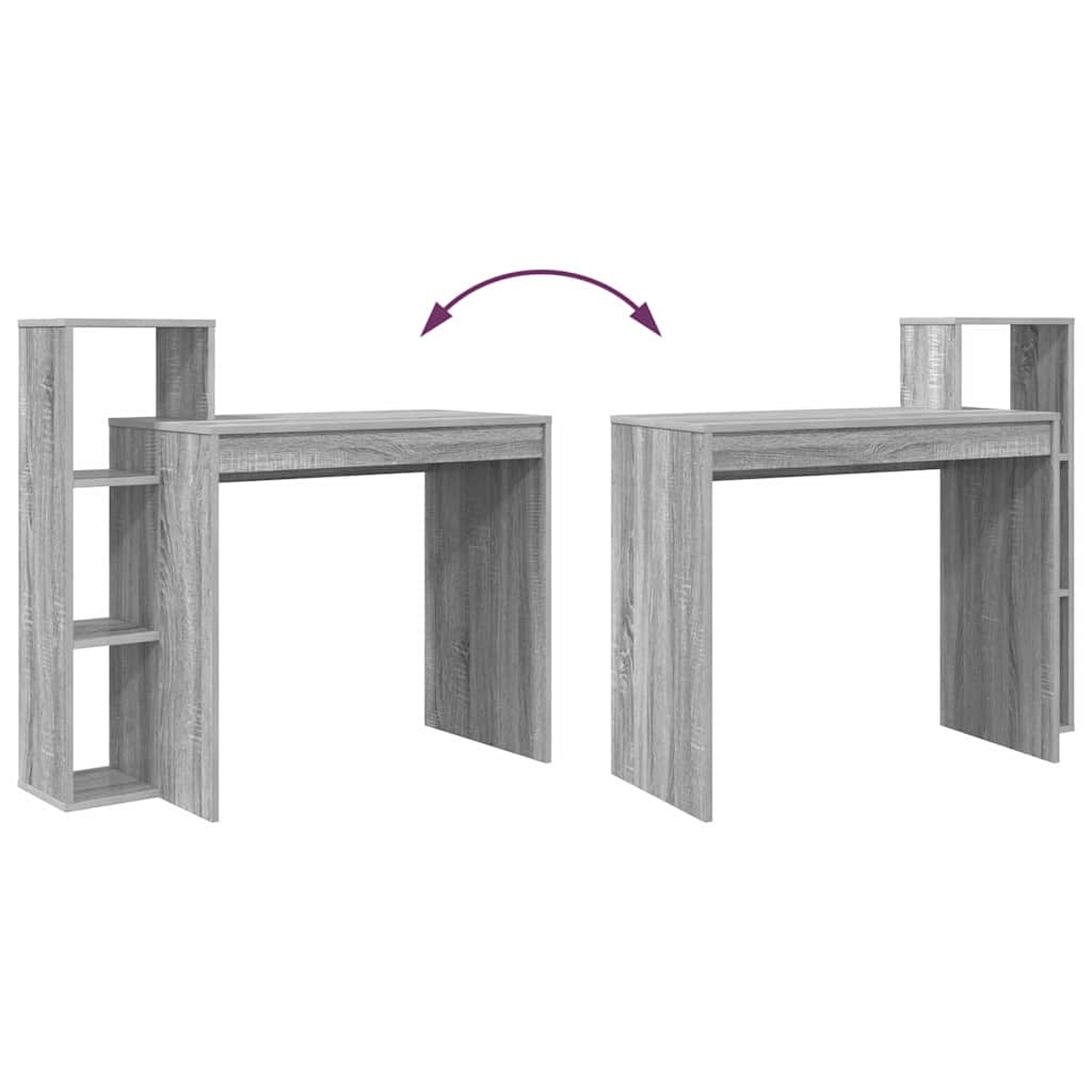 Bureau met plank Grijs Sonoma 100 x 40 x 90 cm Bewerkt hout