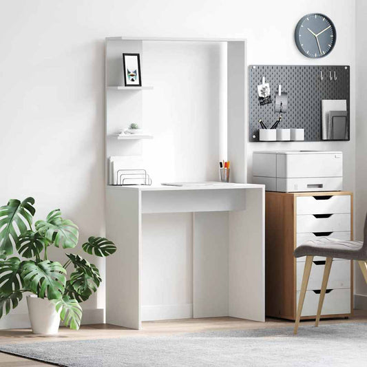 Bureau met plank Wit 78,5 x 37 x 154,5 cm Bewerkt hout