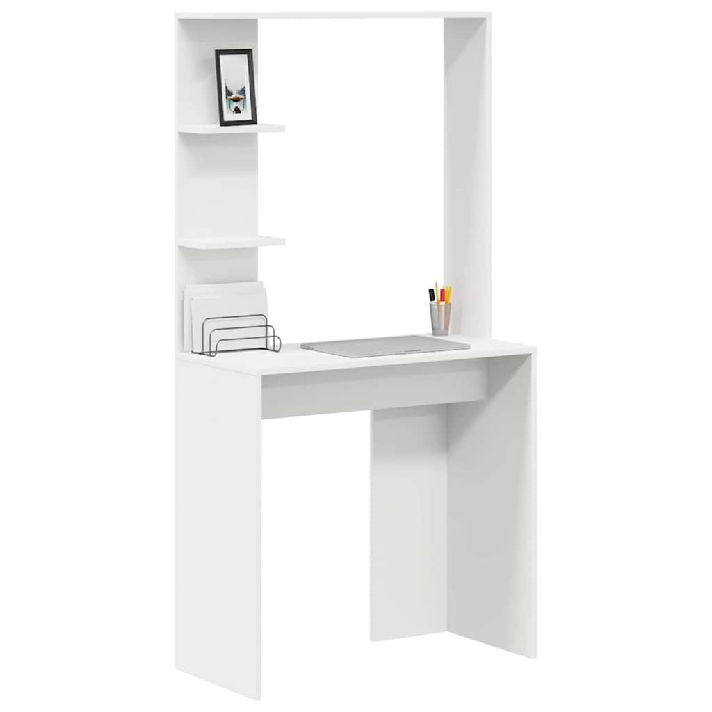 Bureau met plank Wit 78,5 x 37 x 154,5 cm Bewerkt hout
