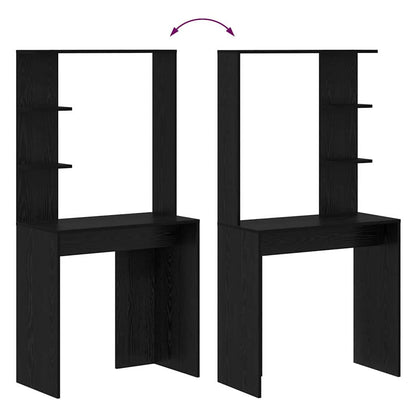 Bureau met plank Zwart Eiken 78,5 x 37 x 154,5 cm Bewerkt hout