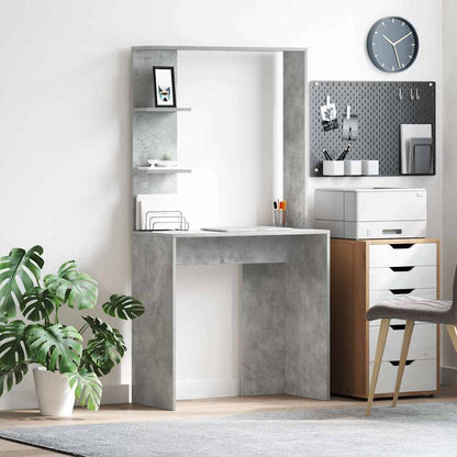 Bureau met plank Beton Grijs 78,5 x 37 x 154,5 cm Bewerkt hout