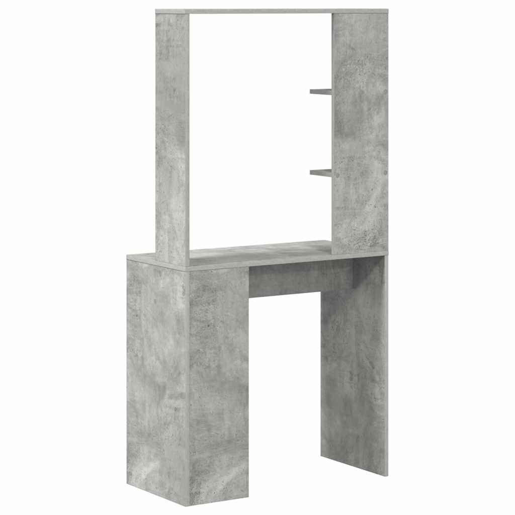 Bureau met plank Beton Grijs 78,5 x 37 x 154,5 cm Bewerkt hout