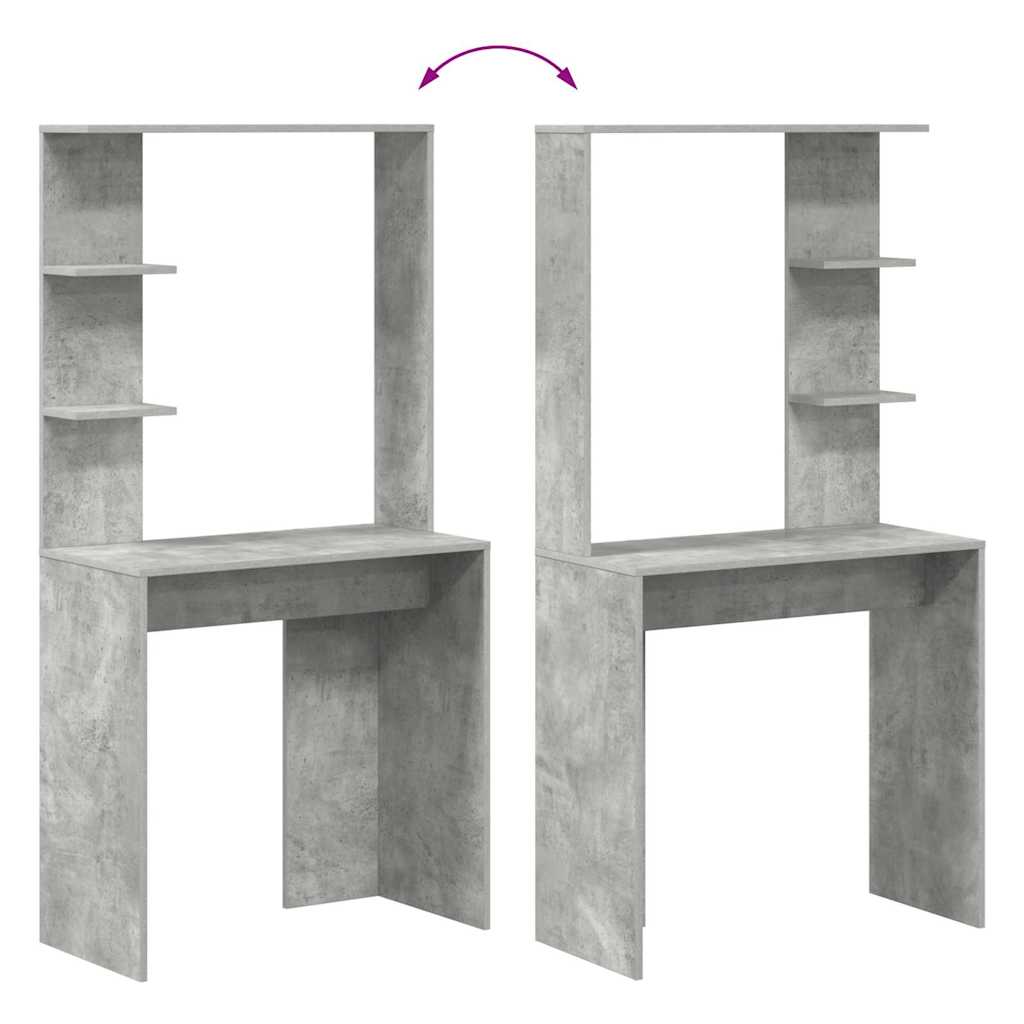 Bureau met plank Beton Grijs 78,5 x 37 x 154,5 cm Bewerkt hout