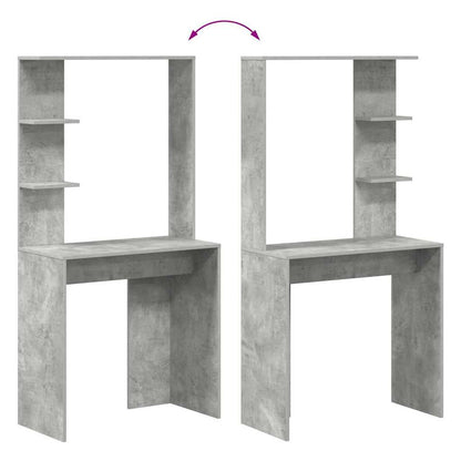 Bureau met plank Beton Grijs 78,5 x 37 x 154,5 cm Bewerkt hout