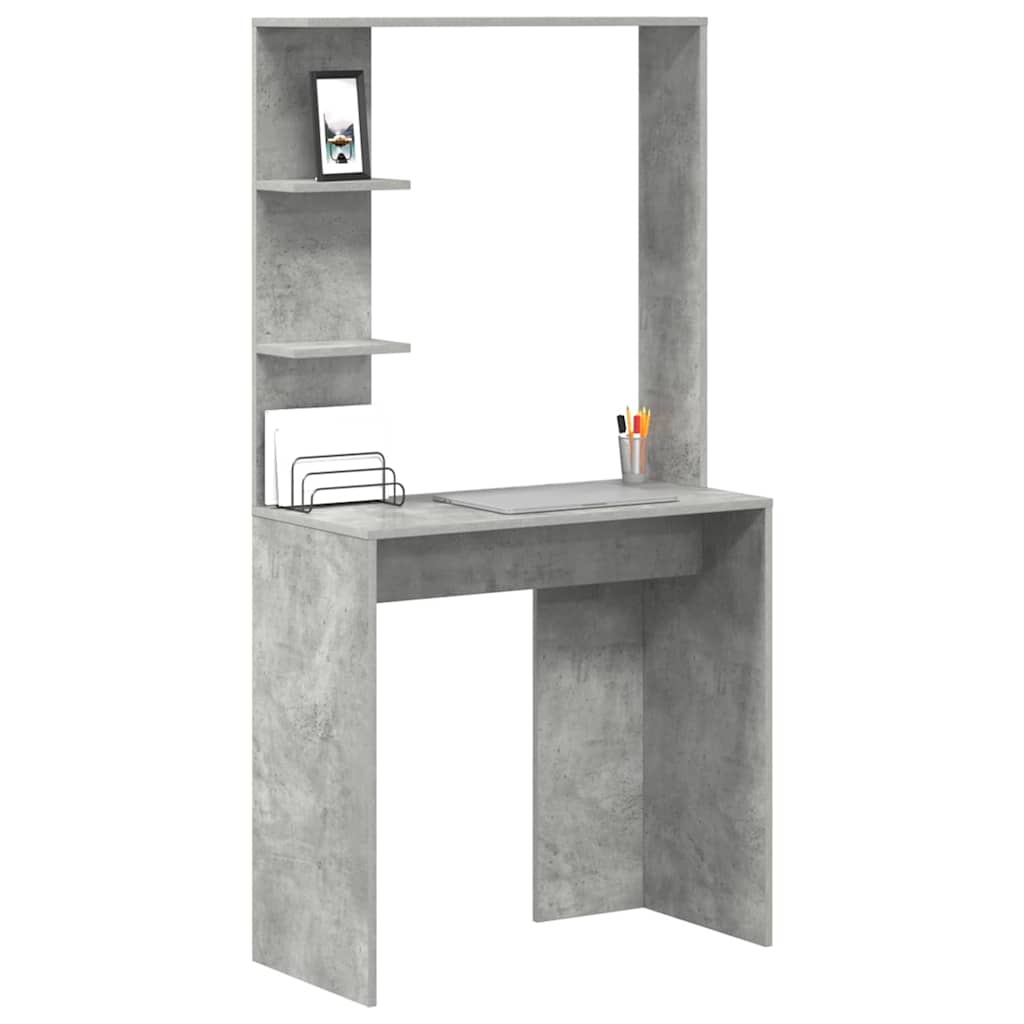 Bureau met plank Beton Grijs 78,5 x 37 x 154,5 cm Bewerkt hout