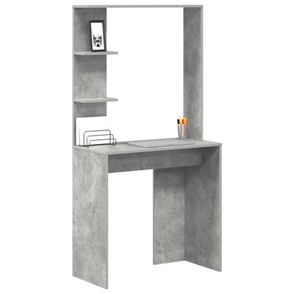 Bureau met plank Beton Grijs 78,5 x 37 x 154,5 cm Bewerkt hout