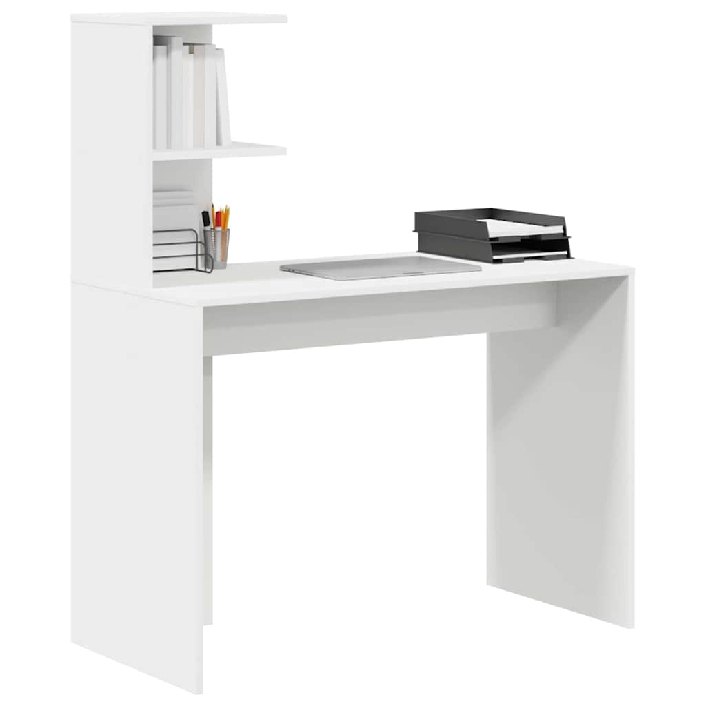 Bureau met plank met opslag Wit 102 x 50 x 124 cm Bewerkt hout