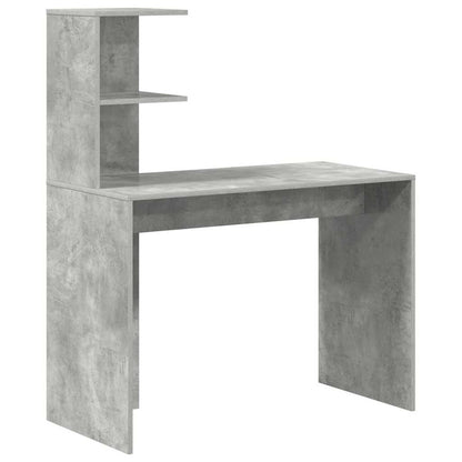 Bureau met plank Beton Grijs 102 x 50 x 124 cm Bewerkt hout