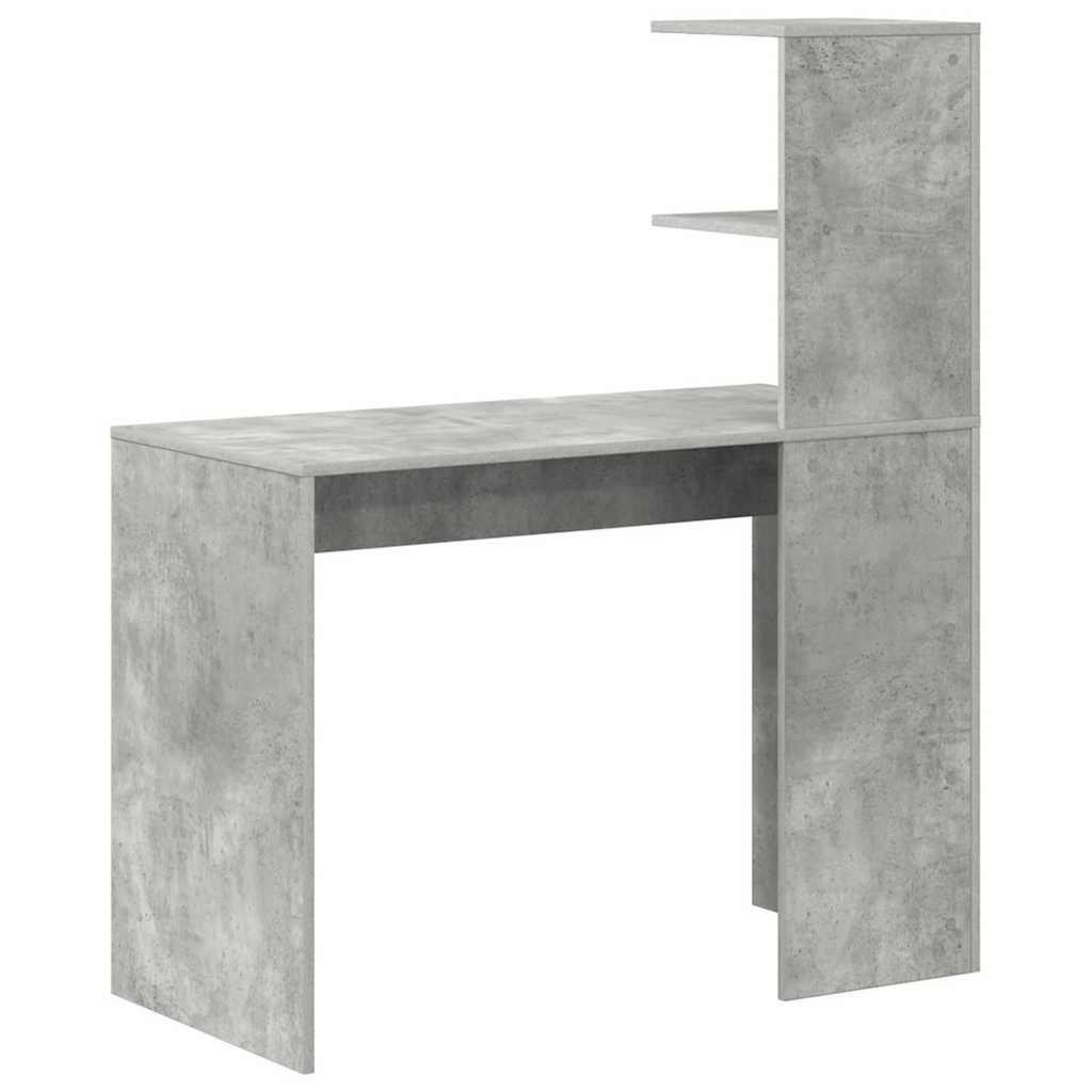 Bureau met plank Beton Grijs 102 x 50 x 124 cm Bewerkt hout