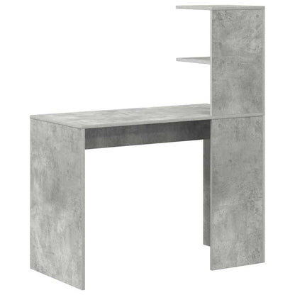 Bureau met plank Beton Grijs 102 x 50 x 124 cm Bewerkt hout
