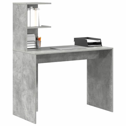 Bureau met plank Beton Grijs 102 x 50 x 124 cm Bewerkt hout