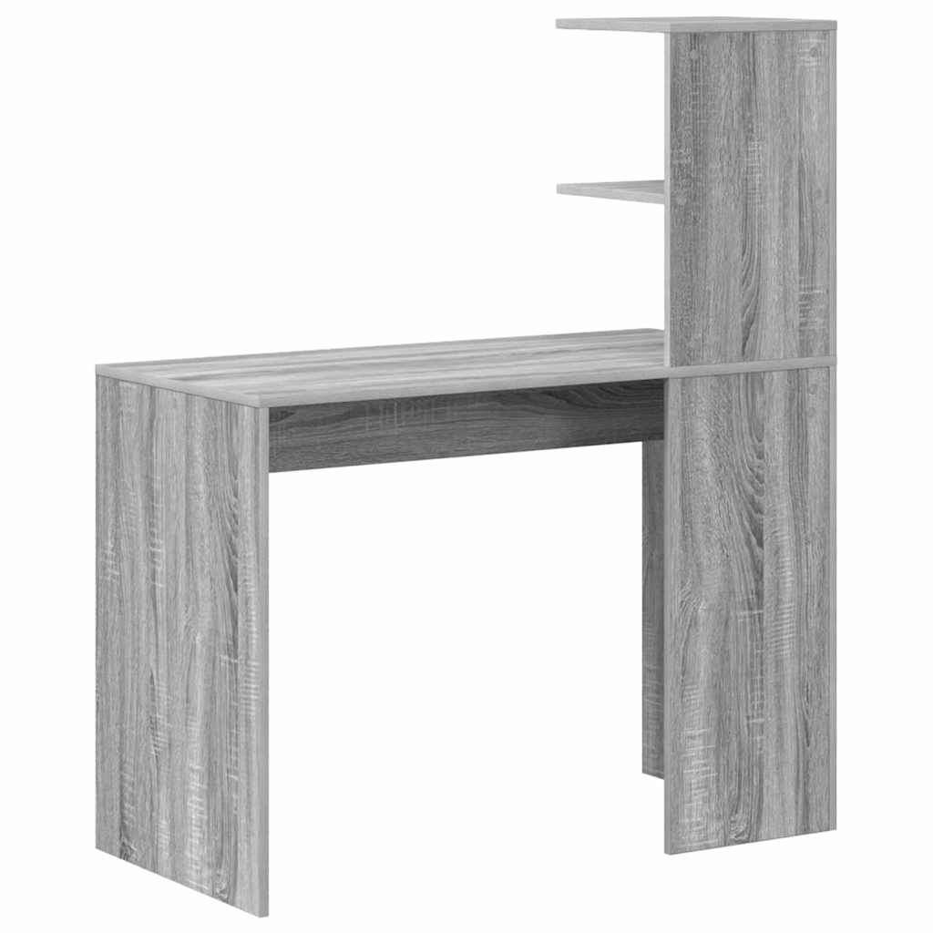 Bureau met plank Grijs Sonoma 102 x 50 x 124 cm Bewerkt hout