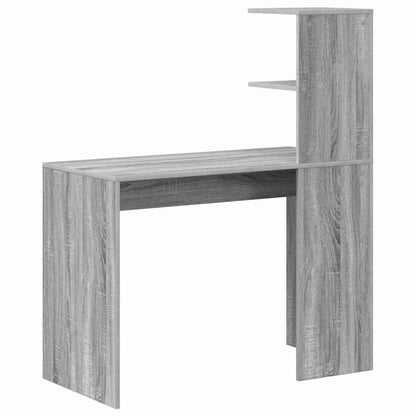 Bureau met plank Grijs Sonoma 102 x 50 x 124 cm Bewerkt hout
