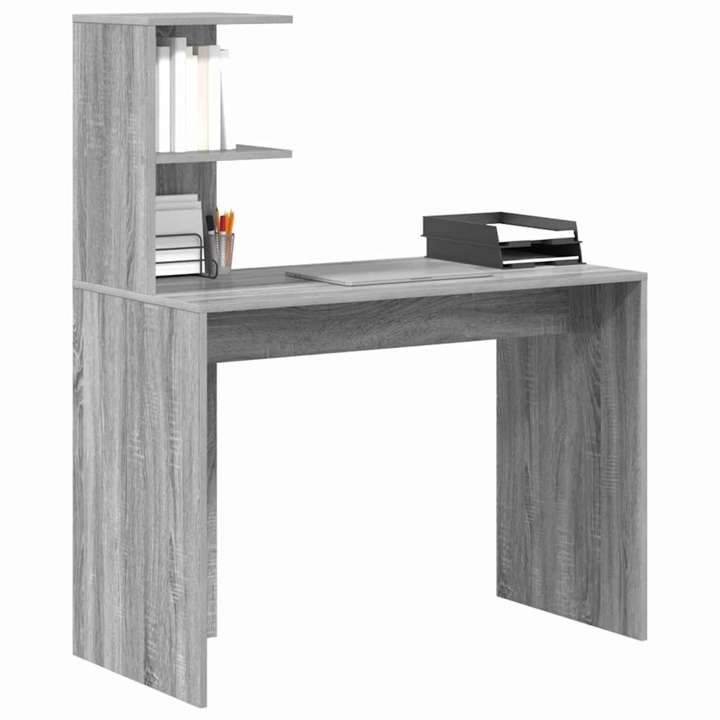 Bureau met plank Grijs Sonoma 102 x 50 x 124 cm Bewerkt hout