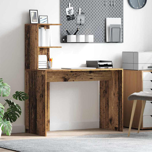 Bureau met plank Oud Hout 102 x 50 x 124 cm Bewerkt hout