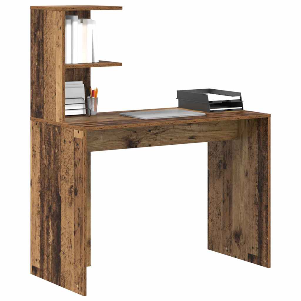 Bureau met plank Oud Hout 102 x 50 x 124 cm Bewerkt hout