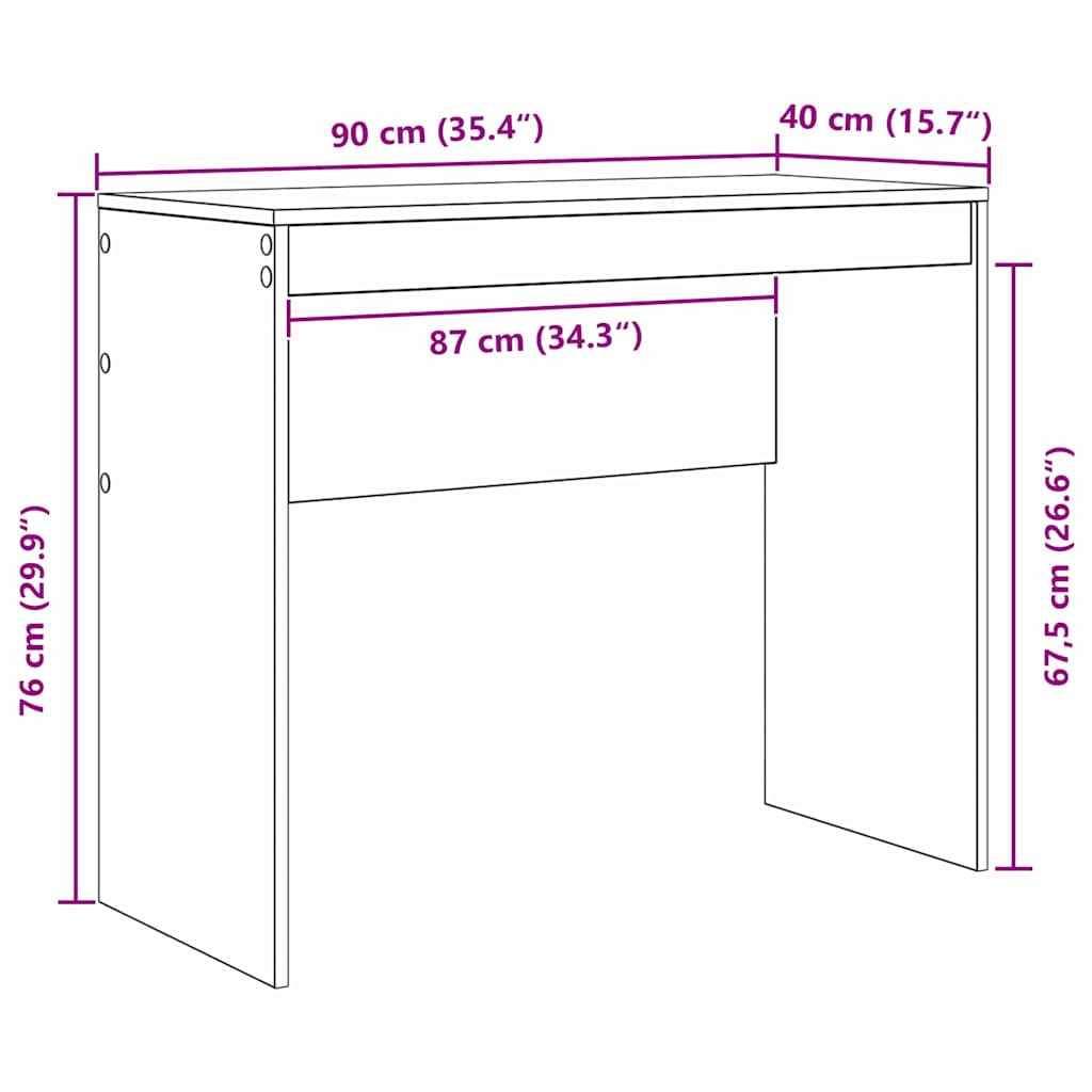 Bureau Zwart Eiken 90 x 40 x 76 cm