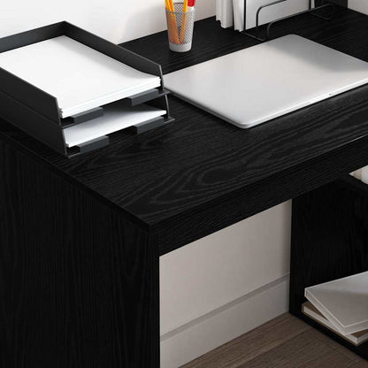 Bureau met plank Zwart Eiken 108 x 55 x 103.5 cm Bewerkt hout
