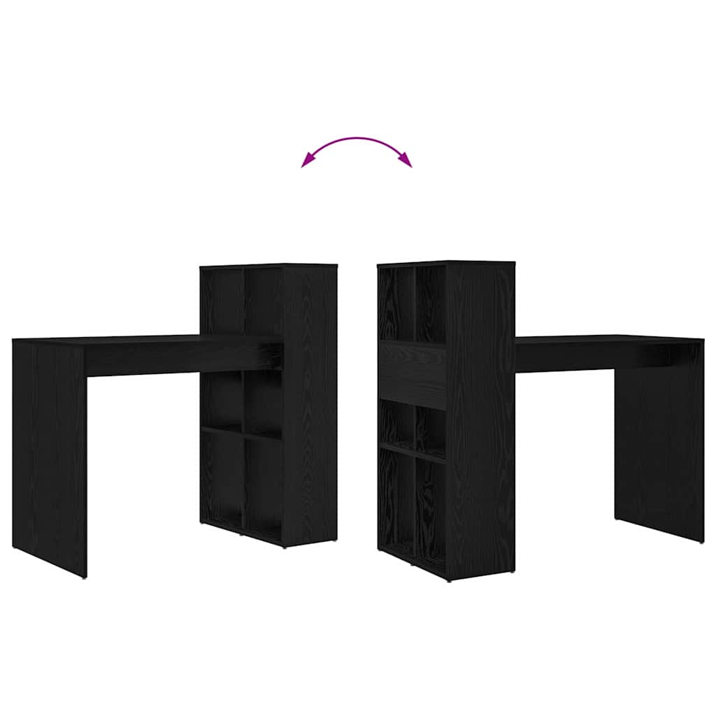 Bureau met plank Zwart Eiken 108 x 55 x 103.5 cm Bewerkt hout