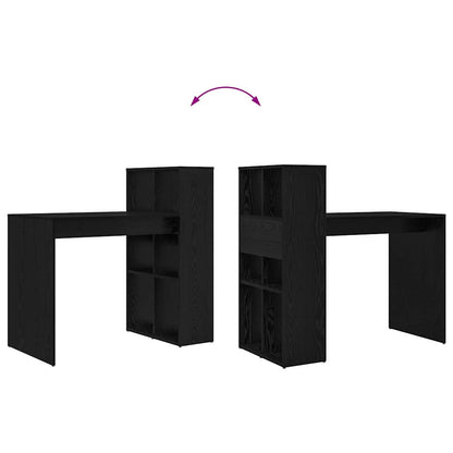 Bureau met plank Zwart Eiken 108 x 55 x 103.5 cm Bewerkt hout