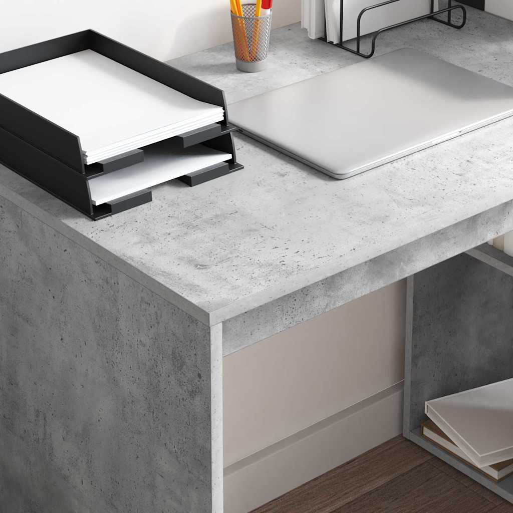 Bureau met plank Beton Grijs 108 x 55 x 103.5 cm Bewerkt hout