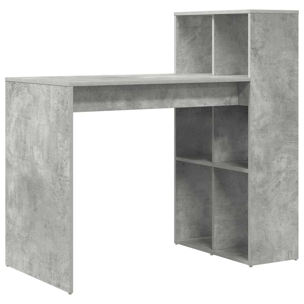 Bureau met plank Beton Grijs 108 x 55 x 103.5 cm Bewerkt hout