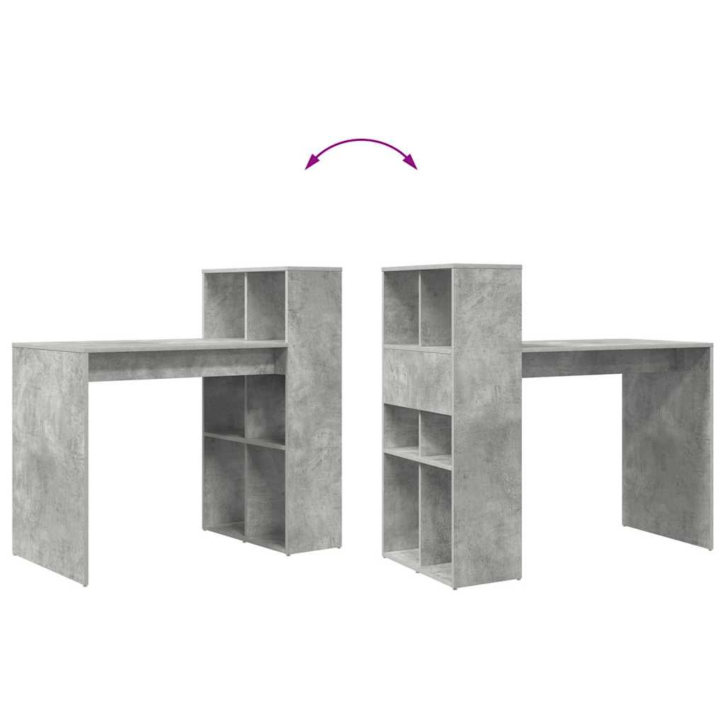 Bureau met plank Beton Grijs 108 x 55 x 103.5 cm Bewerkt hout