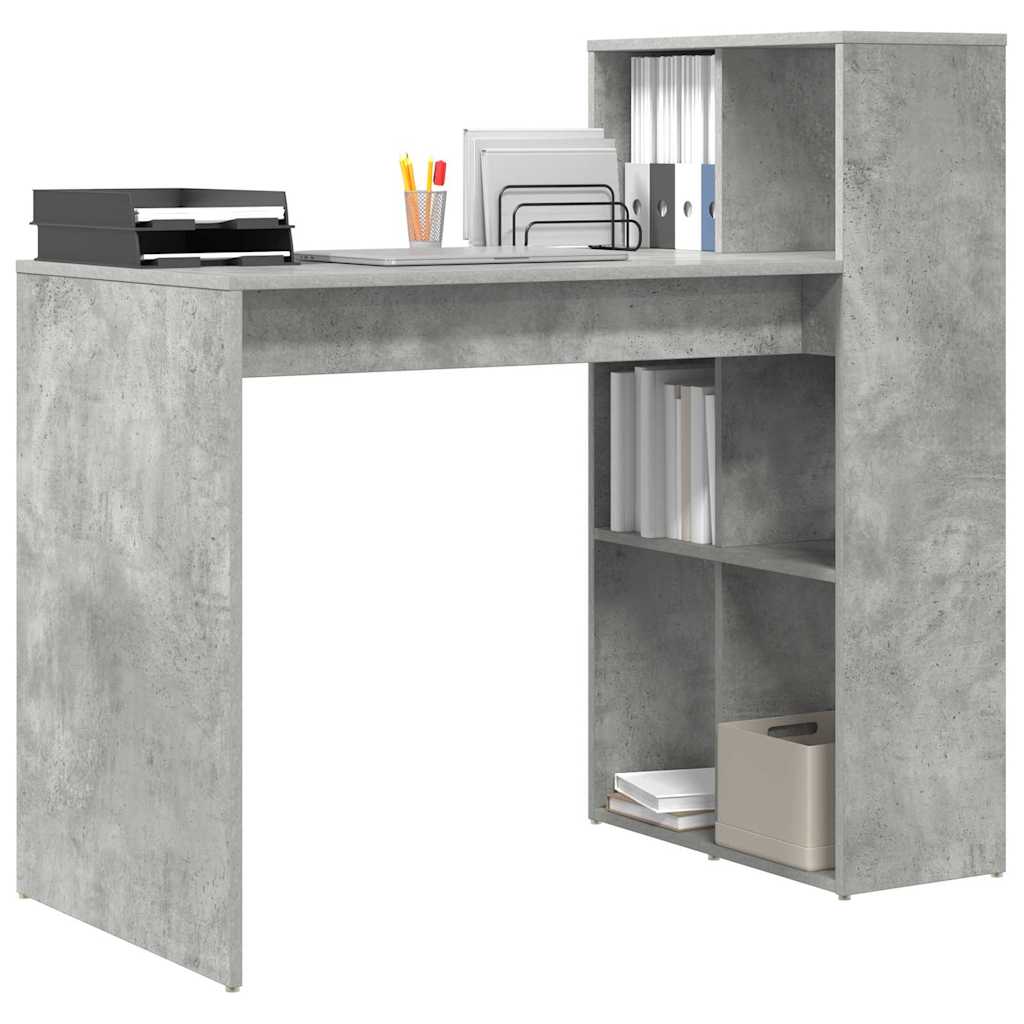 Bureau met plank Beton Grijs 108 x 55 x 103.5 cm Bewerkt hout