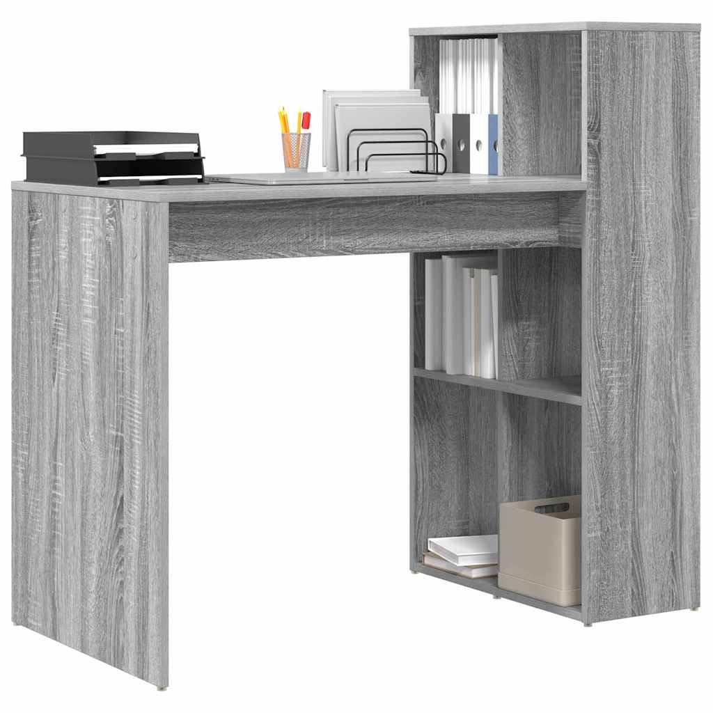 Bureau met plank Grijs Sonoma 108 x 55 x 103.5 cm Bewerkt hout