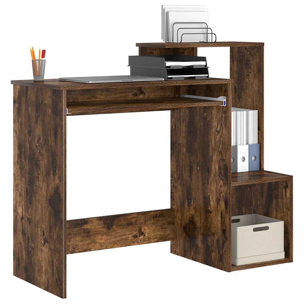 Bureau met lade Gerookt eiken 106 x 41 x 88.5 cm Bewerkt hout