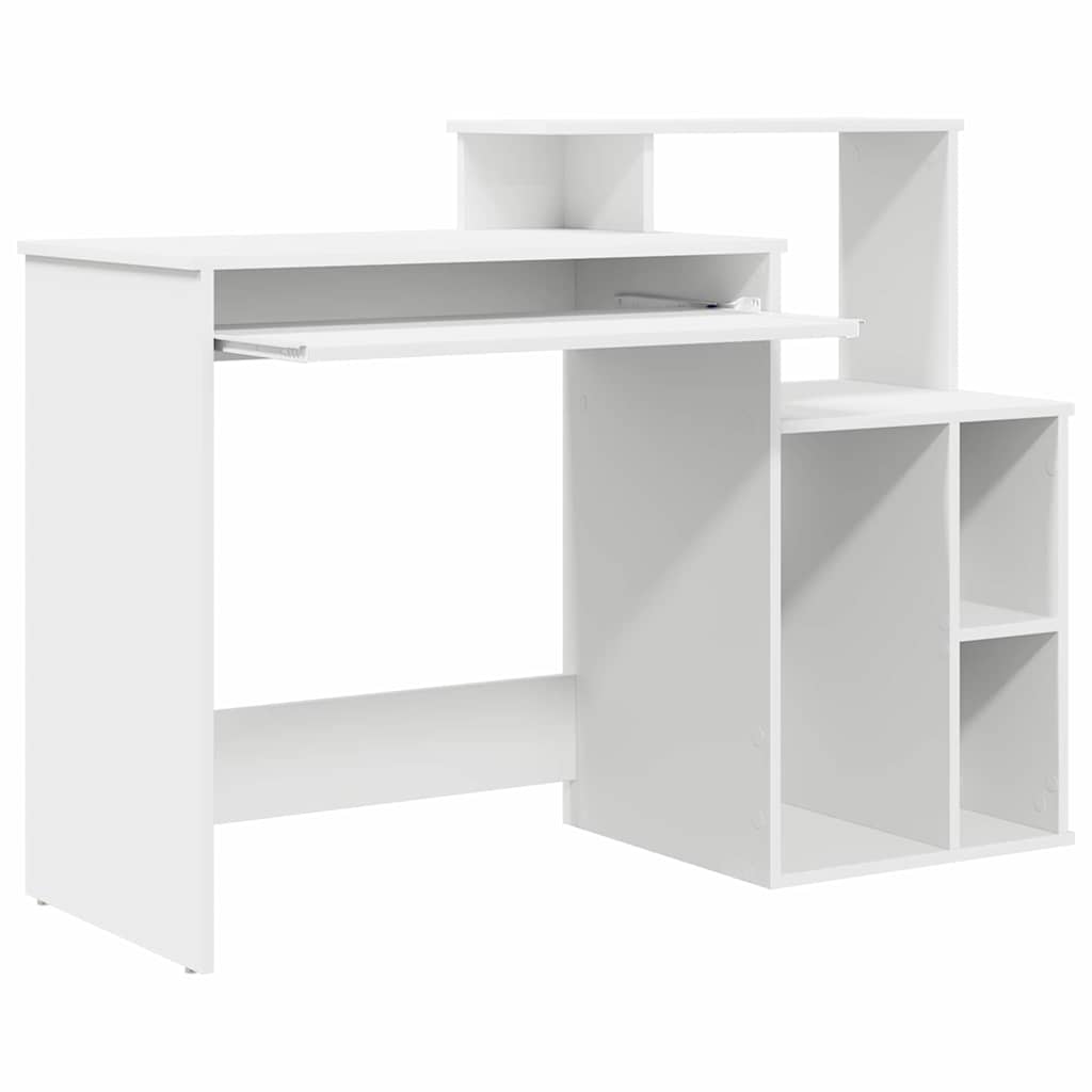 Bureau met lade met plank Wit 120,5 x 44 x 88,5 cm Bewerkt hout