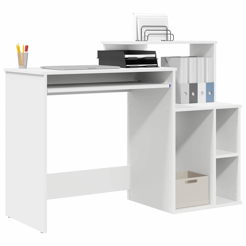 Bureau met lade met plank Wit 120,5 x 44 x 88,5 cm Bewerkt hout