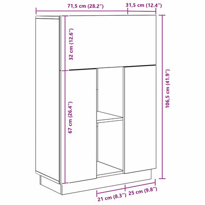 Bureau Gerookt eiken 71,5 x 31,5 x 106,5 cm Bewerkt hout
