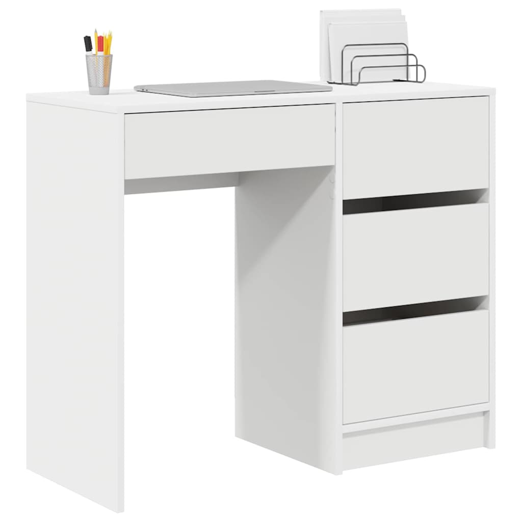 Bureau met lade met opslag Wit 90 x 37,5 x 75 cm Bewerkt hout