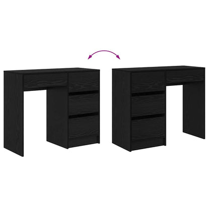 Bureau met lade Zwart Eiken 90 x 37,5 x 75 cm Bewerkt hout