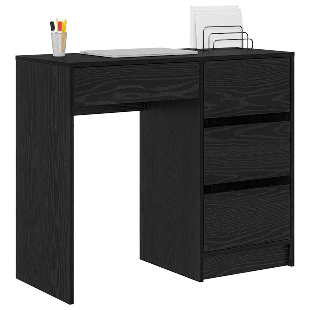 Bureau met lade Zwart Eiken 90 x 37,5 x 75 cm Bewerkt hout