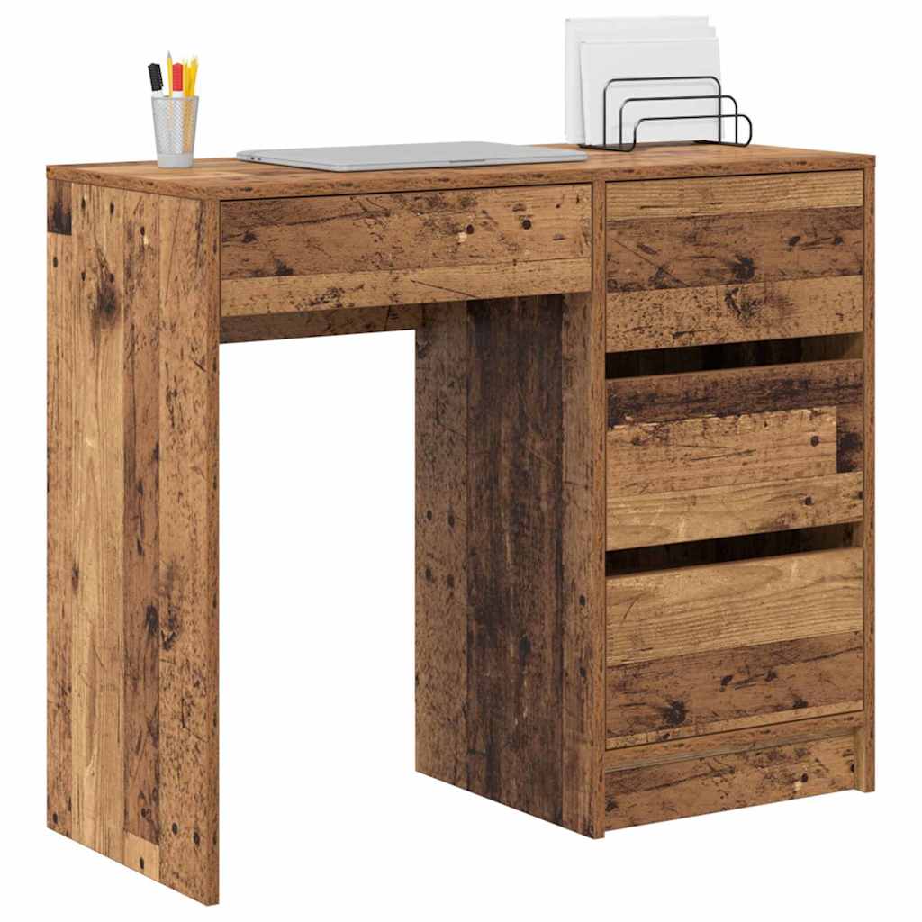 Bureau met lade Oud Hout 90 x 37,5 x 75 cm Bewerkt hout