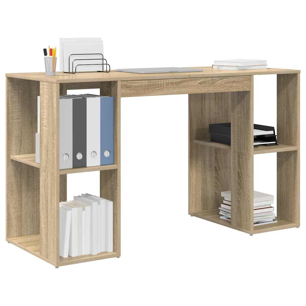 Bureau met plank Sonoma Eiken 130 x 50.5 x 75 cm Bewerkt hout