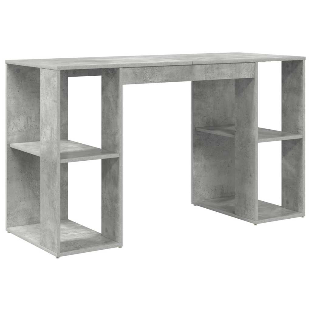 Bureau met plank Beton Grijs 130 x 50.5 x 75 cm Bewerkt hout