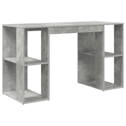 Bureau met plank Beton Grijs 130 x 50.5 x 75 cm Bewerkt hout