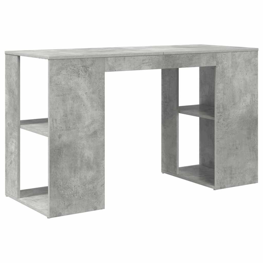 Bureau met plank Beton Grijs 130 x 50.5 x 75 cm Bewerkt hout