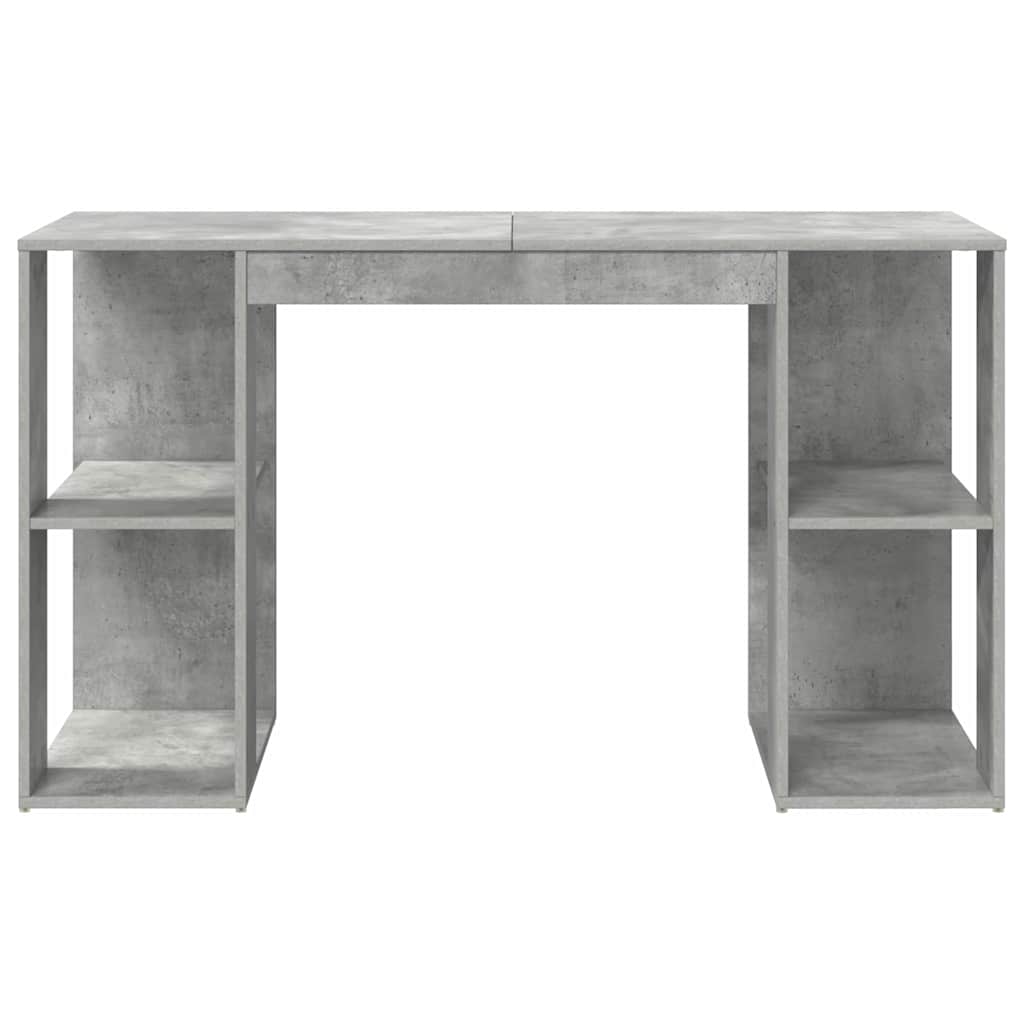 Bureau met plank Beton Grijs 130 x 50.5 x 75 cm Bewerkt hout