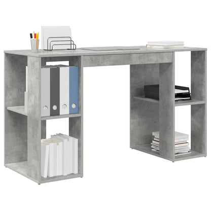 Bureau met plank Beton Grijs 130 x 50.5 x 75 cm Bewerkt hout