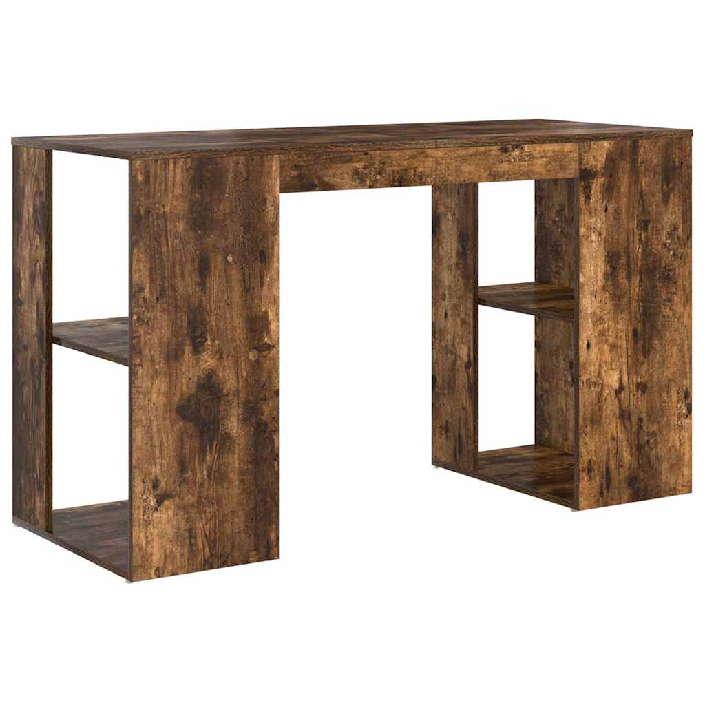 Bureau met plank Gerookt eiken 130 x 50.5 x 75 cm Bewerkt hout