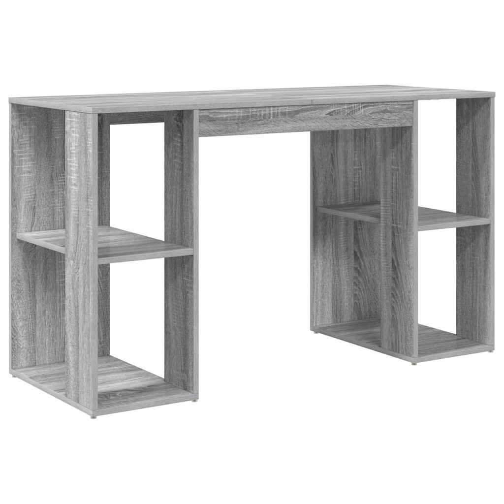 Bureau met plank Grijs Sonoma 130 x 50.5 x 75 cm Bewerkt hout